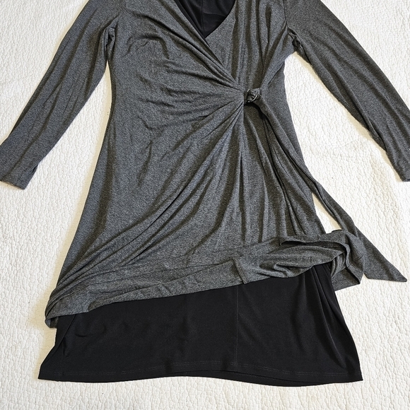 Ralph Lauren Heather Gray Buckle Faux Wrap Dress - Picture 3 of 9